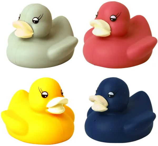Silikonbadeender, rød, gul, grønn eller blå - 1 stk.