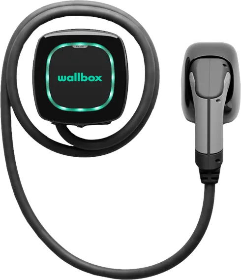 Wallbox Pulsar Plus ladestasjon med Wi-Fi, 22 kW, 5 meter, Type 2, svart